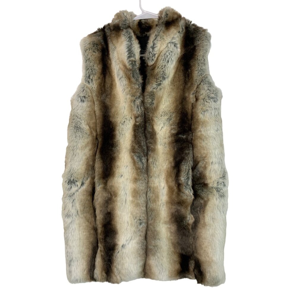 Womens Donna Salyers Fabulous-Furs Faux Fur Hook Vest XS EUC 7743 long line - Picture 1 of 7
